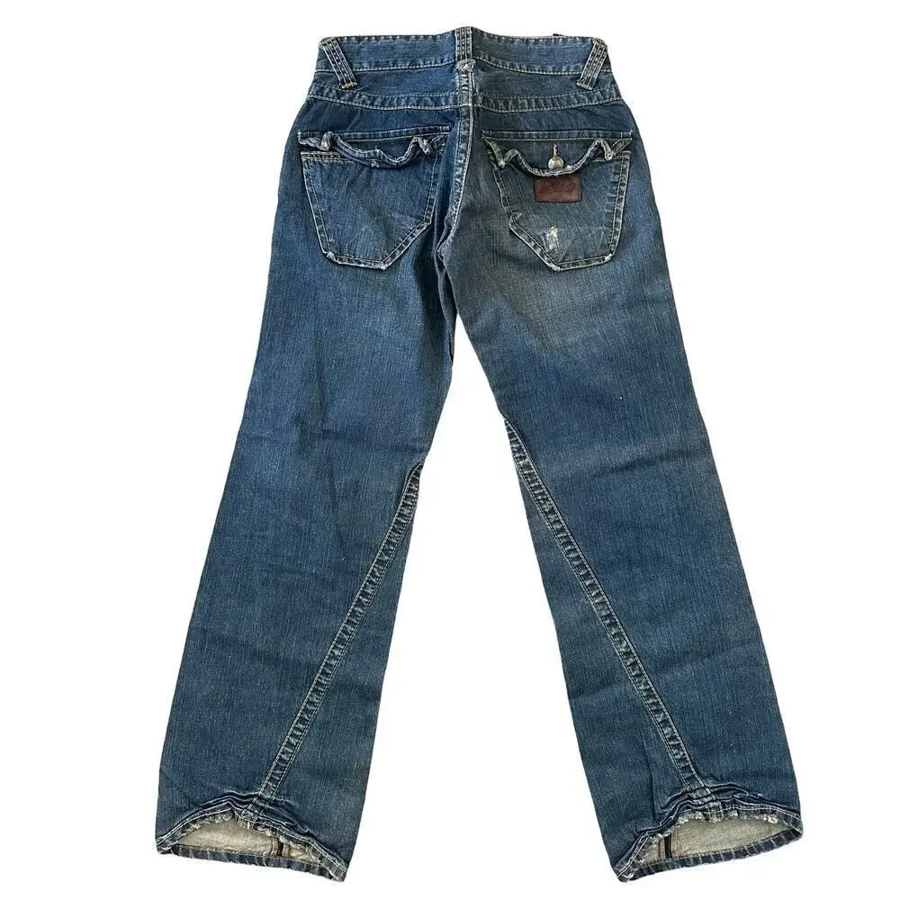 Stitch's Y2K Nebraska Flare Wide Leg Button Fly Buffalo Nickel Jeans Size 31 NWT - Picture 2 of 11